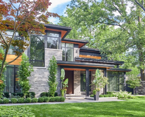 Oakville custom home with steel beam, metal cladding