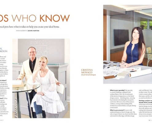 Interior designer Cristina Monaco in Our Homes Oakville magazine.