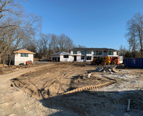 Construction site for US modern house.