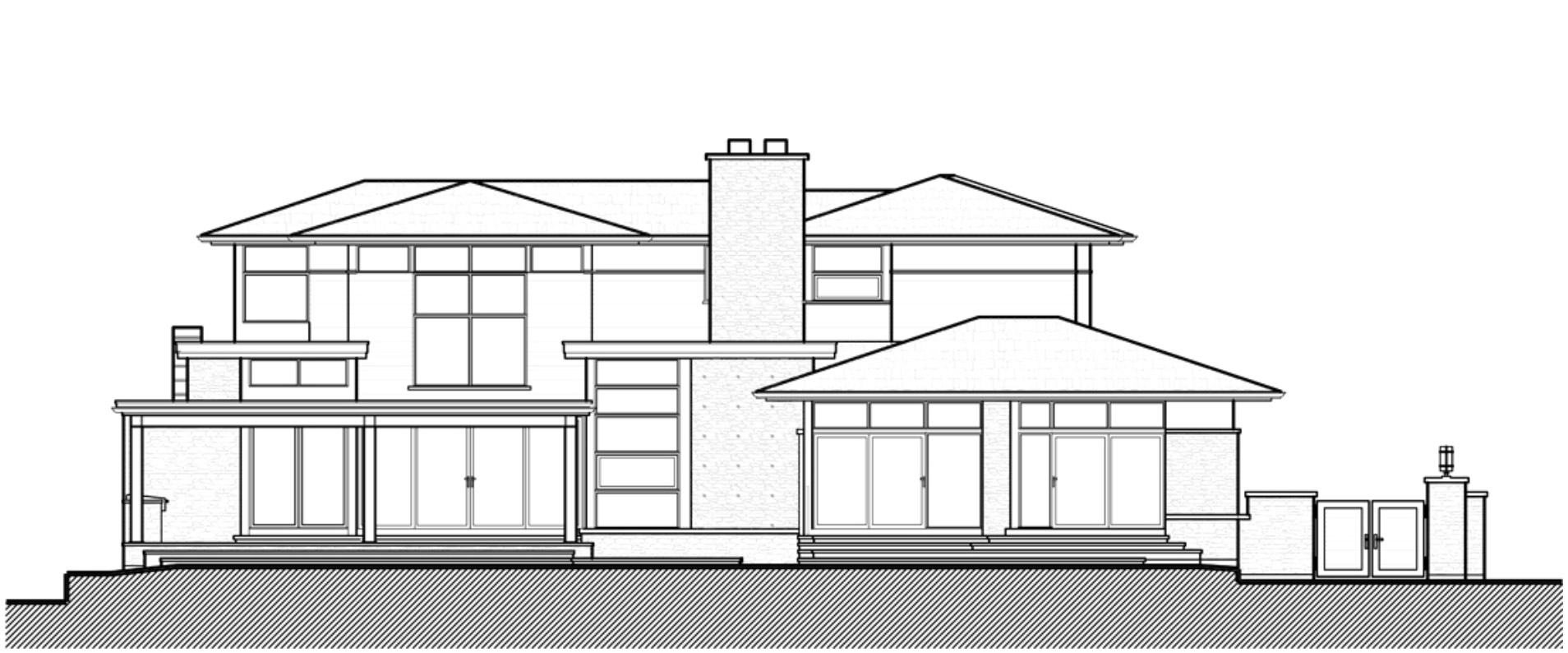 Front elevation drawings of custom home.