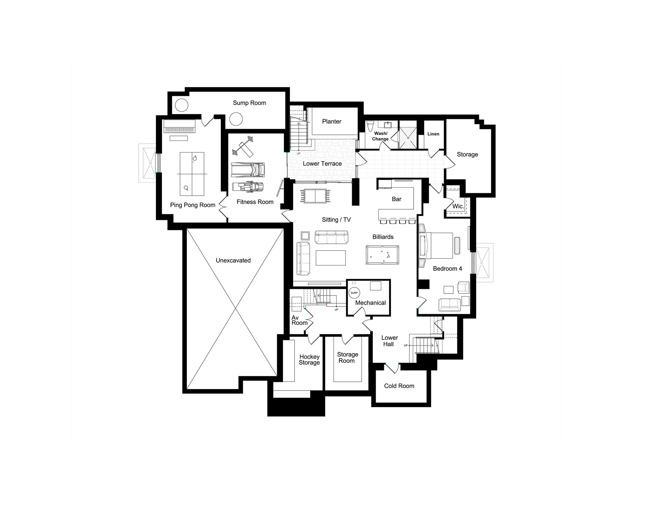 Modern basement home floor plans.